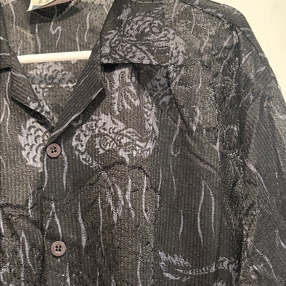 Vintage Skoops worldwide Black Dragon smoke cloud Y2K Button-Up Shirt XL - Picture 4 of 10